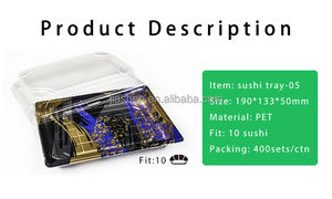 Vente en gros Plateau à sushi jetable rectangulaire à <span class=keywords><strong>emporter</strong></span> en plastique avec couvercle transparent - Product Image 3