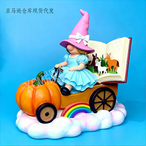 Statue personnalisée en résine Petite <span class=keywords><strong>Sorcière</strong></span> sur Voiture Citrouille, Sculpture d'Animal Magique pour Décoration d'Intérieur et Cadeau d'Halloween - Product Image 5