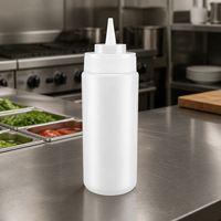 Saucenflasche mit Dosierer, Lebensmittelechtes PP, 16oz, Weiß, Nachfüllbar, für Restaurants und Buffets