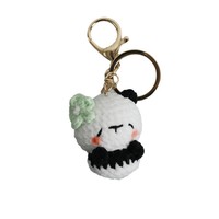 Porte-clés en gros fait main, mini fleur au crochet, lapin, panda, pendentif, breloque de sac, jouets amigurumi tricotés, animaux mignons