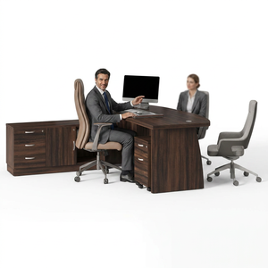 Modern Durable Executive <b>Desk</b> Storage <b>Cabinet</b> Melamine Office Furniture Commercial Use Freestanding Design Contemporary Style - Product Image 1