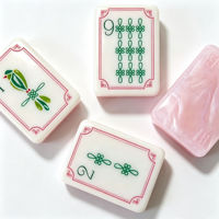 Jeu de tuiles de mahjong américain Phoenix Peony Pearl, 160 pièces en acrylique, gravées avec nœuds chinois, avec tapis offert