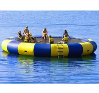 Trampolín inflable con tobogán para parque acuático, barato