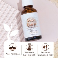 30 ML air beras esensi rambut Label pribadi alami organik air beras untuk pertumbuhan rambut