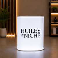 Comptoir de promotion pliable et portable sur mesure, à montage rapide, pour salons professionnels, avec éclairage LED