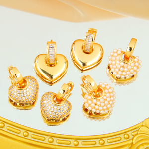 Luxury Zirconia Heart Drop <b>Earrings</b> Fine 21k <b>Gold</b> Plated Bridal Fashion <b>Dangle</b> <b>Earrings</b> for Women Wedding Party - Product Image 5
