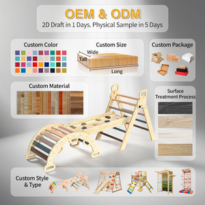 Sân chơi trong nhà 9-in-1 rừng phòng tập thể dục trẻ em leo khung Montessori triết lý leo núi bằng gỗ thiết lập với trượt đu thang - Product Image 3