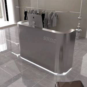 Mostrador de Recepción de Acero Inoxidable Personalizado en Oferta, Mostrador de Caja Pequeño para Tienda, Mostrador Simple para Barbería, Salón de Belleza - Product Image 2