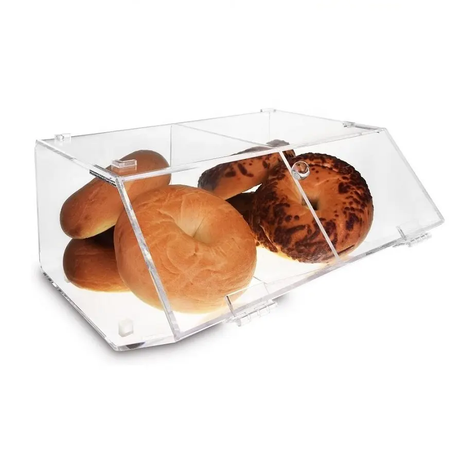 Kotak Display roti akrilik dapat ditumpuk kustom di atas meja