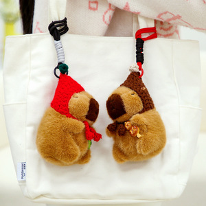 Porte-clés <span class=keywords><strong>en</strong></span> peluche Capybara mignon avec chapeau au crochet et pendentif <span class=keywords><strong>carotte</strong></span>, jouet <span class=keywords><strong>en</strong></span> peluche doux et moelleux, breloque <span class=keywords><strong>de</strong></span> <span class=keywords><strong>sac</strong></span> - Product Image 4