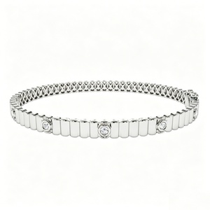 Lab Diamond Cut Bracelet with Lab Created Diamonds 18K Solid Gold Chain Link Unisex Luxury Jewelry - Product Image 1