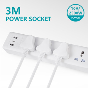 Winning Star Power Strip 10A 2500W 3M Cord With Overload Protection And <b>Usb</b> Ports For Home Office Use - Product Image 4