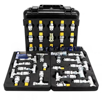 Kit de adaptadores de manómetro de presión para mantenimiento hidráulico de excavadoras, con 20 conexiones y 14 válvulas en T, para prueba de presión y válvula de distribución piloto
