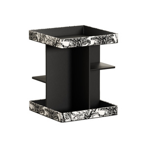 Cosmetic Storage Rack 360 Degree Rotation Desktop Organizer For Skincare And Makeup Items Leather Material - Product Image 2