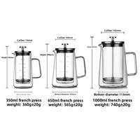 Carafe à café à piston en verre borosilicate double couche, résistante à la chaleur, avec filtre isolant, style minimaliste moderne, pour la maison et le partage, vente en gros