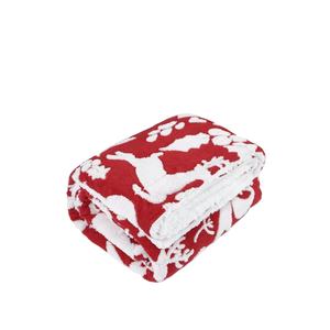 ผ้าห่มขนแกะไมโครไฟเบอร์แบบกลับด้านได้สำหรับโซฟาเบดเรนเดียร์สีแดงผ้ากำมะหยี่อุ่นสบาย - Product Image 1