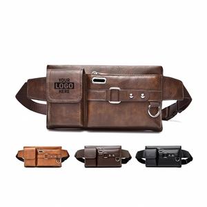 Sacs de poitrine, sacs à bandoulière, sacs banane et sacs de taille pour hommes en cuir PU imperméable, style mode et loisirs, avec logo personnalisé, vente en gros - Product Image 2