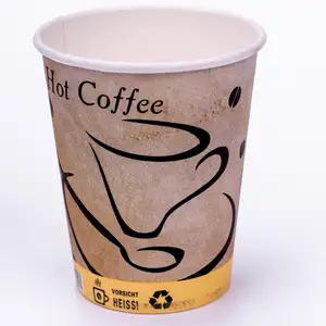 Different Sizes OEM Printed Disposable PE/PLA/Water Based Coated White Paper Coffee Cup With High Quality