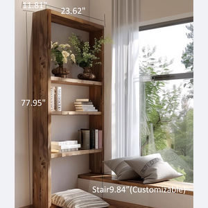 Custom Vintage Elm Wood <strong>Corner</strong> Storage - <strong>Rustic</strong> Minimalist <strong>Shelving</strong> for Tea Displays - Product Image 3