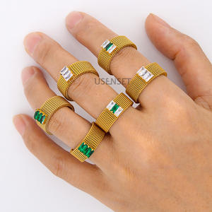 Tagor nouvelle bague en maille de luxe hommes et femmes encart Zircon inélastique acier inoxydable haute qualité commerce extérieur accessoires <span class=keywords><strong>YS300</strong></span> - Product Image 4