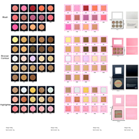 Palette de blush vide en carton noir, personnalisable avec logo, pour contour et illuminateur, avec miroir – Vente en gros