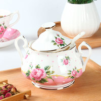Ensemble de service à thé en céramique de luxe rose pour filles en porcelaine fine