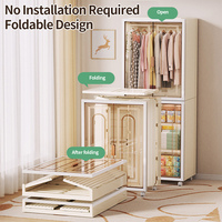 Armoire portable en plastique avec roulettes, placard de rangement pliable à plusieurs niveaux, installation gratuite, organisateur de vêtements pour la maison