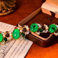 Bracelet vintage en pierres précieuses vertes, plaqué or, bracelet statement, bijoux en pierres colorées, accessoires de mode, cadeau pour femmes
