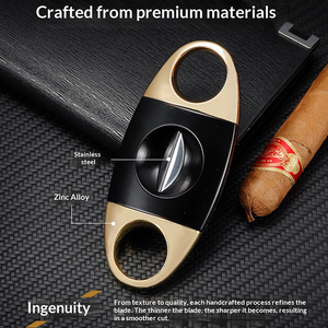 Coupe-cigares portable de luxe JH Premium à double lame en acier inoxydable avec gravure - Product Image 1