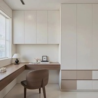 Ensemble de bureau d'étude et armoire intégrés, moderne et minimaliste, en bois blanc, modulaire, pour appartement, villa, salle de sport, assemblé