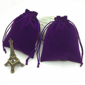 Small Velvet Bag Purple Suede Drawstring <b>Pouch</b> Headphone Electronics Storage Bags Jewelry Packaging Wholesale - Product Image 2