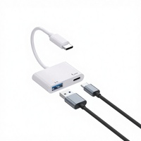 Hub USB 3.0 Type-C double fonction avec 2 ports PD 100W, station d'accueil pour téléphones et ordinateurs