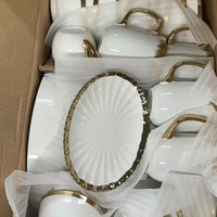 Meilleures ventes pour l'exportation : Bol et assiette à soupe en céramique à motif massif, plaqué or électrolytique, design rétro de luxe léger, pour mariages