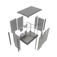 Toilette intelligente moderne entièrement intégrée, accessoire de salle de douche fermée coulissante Essentials salle de bain préfabriquée