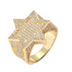 Hip Hop <b>Ring</b> <b>Pentagram</b> Hexagonal <b>Ring</b> Zircon Personality Men's Hip Hop Accessories - Product Image 2