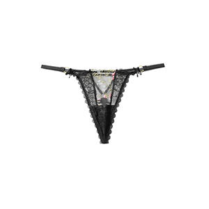 Op maat gemaakte logo dames sexy low-rise geweven effen dunne thong slipjes met antibacteriële stof spandex/polyester - Product Image 5