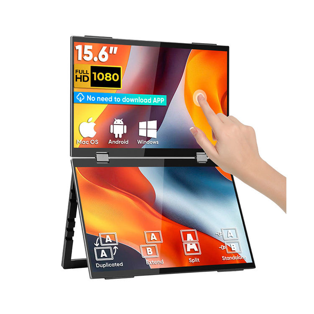15.6 Inch Dual Portable Monitor Touch Screen External Display for Lap 60Hz USB C HDMI