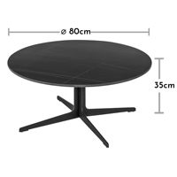 Ensemble de 2 tables basses rondes imbriquées, style moderne minimaliste, plateau en pierre frittée, pieds en métal noir, table basse pour petit appartement, salon