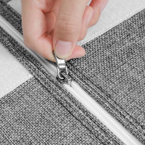 Fabric Bedding Storage Box With Lid Stackable Rectangle Gray Beige Foldable Wardrobe Organizer For Blanket Duvet Cover - Product Image 2