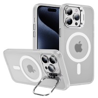 Coque de téléphone transparente pour un design professionnel avec béquille pour objectif, support antichoc en TPU+PC, protection intégrale avec gaufrage