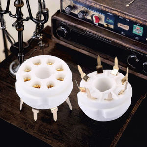 Connecteur de prise de tube en céramique octal doré à 8 broches Matériau de contact en cuivre pour <span class=keywords><strong>KT88</strong></span> <span class=keywords><strong>EL34</strong></span> 6L6 6550 6SL7 6SN7 Power PCB Mount - Product Image 2