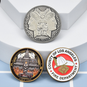 Moneda Conmemorativa de Metal Esmaltado con Logotipo Personalizado Grabado en 3D, Signo Zodiacal <span class=keywords><strong>Géminis</strong></span>, Casa Embrujada, Fantasma, Halloween - Product Image 1