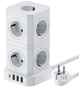 2022 CE & RoHS Certificated Detachable Vertical Tower Power Socket With Type C 20W Fast Charging