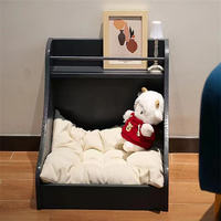 Lit pour animaux de compagnie en bois massif de luxe, coussin doux et lavable pour chiens et chats, meubles d'intérieur