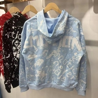 MIXED EMOTION Sweat à capuche zippé pour couple, style américain, hiver, en coton et nylon imprimé, doublure tissée, coupe oversize