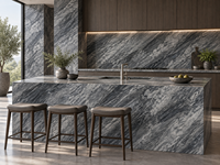 Dalles de marbre bleu Bardiglio pour plans de travail de cuisine, murs de douche, marches d'escalier, tables basses, comptoirs de bar et carreaux découpés sur mesure