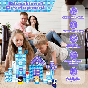 100 Uds. Bloques de construcción magnéticos de plástico <span class=keywords><strong>Castillo</strong></span> de princesa azul cubos de construcción juguete a partir de 14 años regalo de cumpleaños - Product Image 6