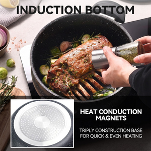 Ensemble de casseroles en aluminium antiadhésif 20/24/26 cm, comprenant une marmite à ragoût, une marmite à soupe, un <span class=keywords><strong>couscoussier</strong></span>, une casserole, un <span class=keywords><strong>couscoussier</strong></span> en marbre et une cocotte vapeur - Product Image 4
