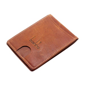 Luxury Handmade Crazy Horse Leather Front Pocket Easy Access Credit <b>Wallet</b> Thin Slim Minimalist Full Grain Leather Card Holder - Product Image 1