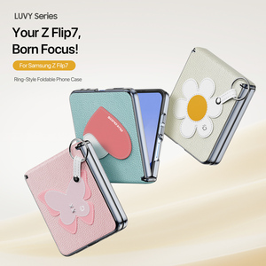 เคสโทรศัพท์หน้าจอพับได้สำหรับ ZFlip7, หนัง PU พร้อมห่วงและสายคล้อง, สไตล์สดใส, บานพับแม่เหล็ก, เคสโทรศัพท์แบบครอบคลุมเต็มรูปแบบ - Product Image 1